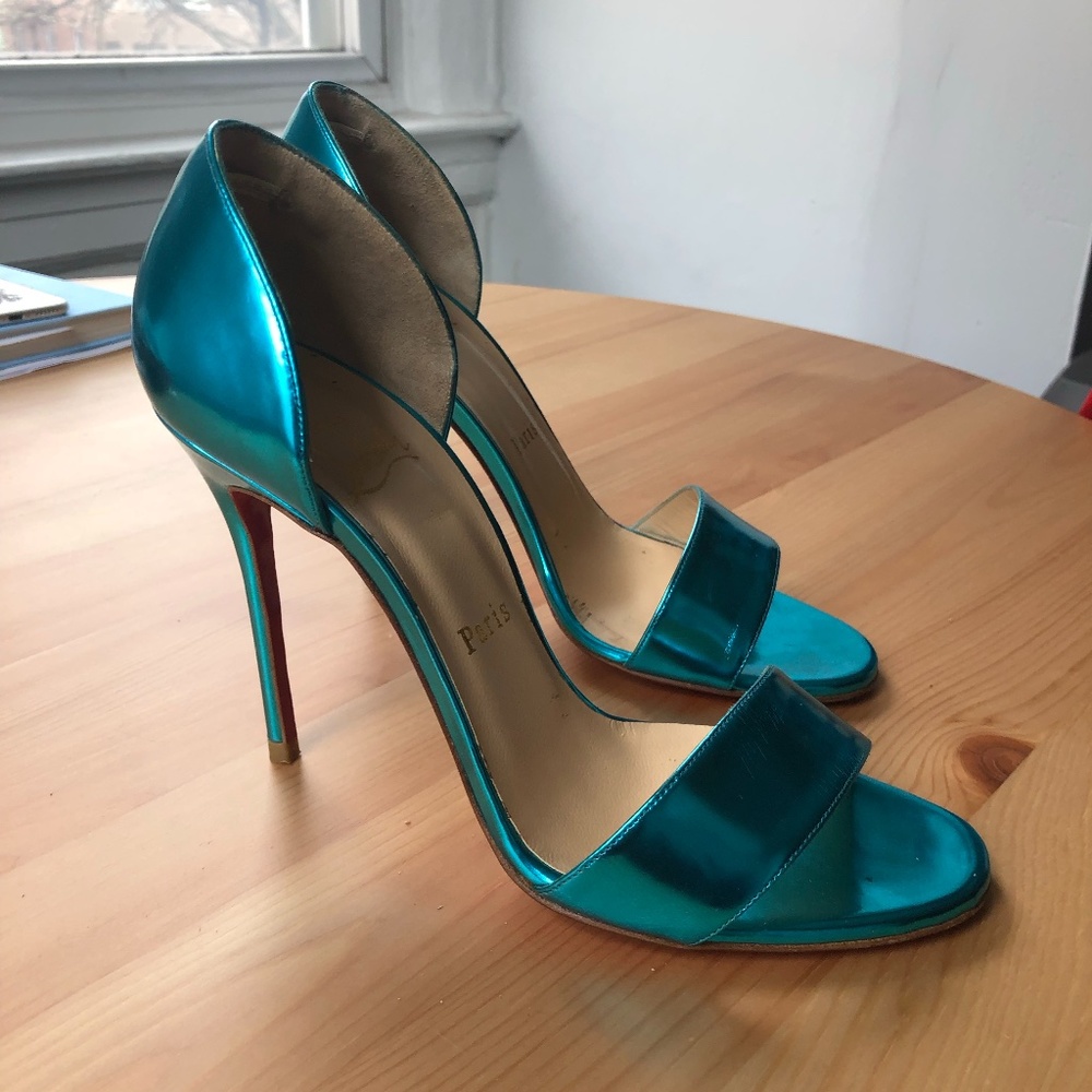 Metallic Blue Louboutin Shoes Size 36